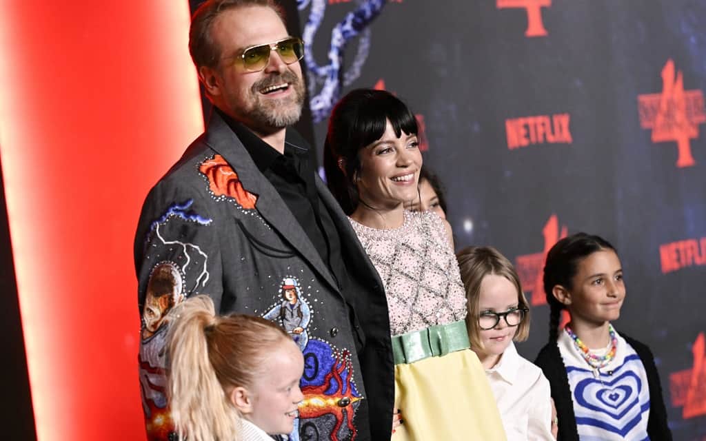 Lily Allen with her kids and husband