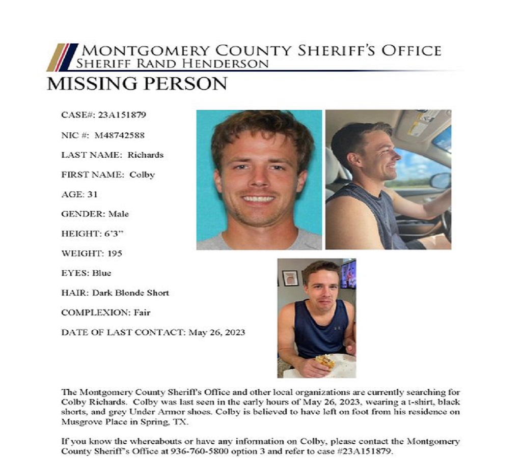 Colby Richards Missing Montgomery County